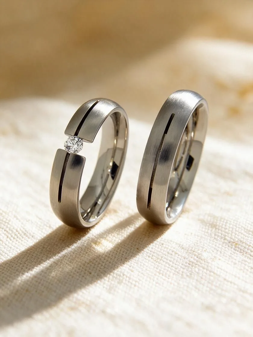 Anillos de acero para mujer con piedra